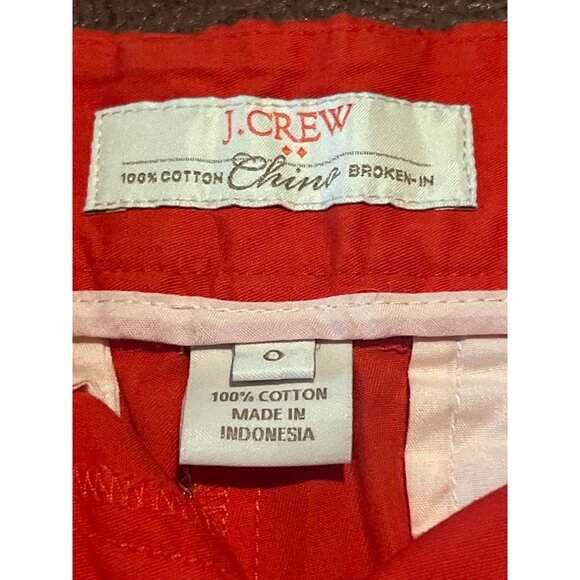 J. Crew Womens Flamingo Embroidered Red Chino Shorts 100% Cotton Size 0 - Picture 2 of 6